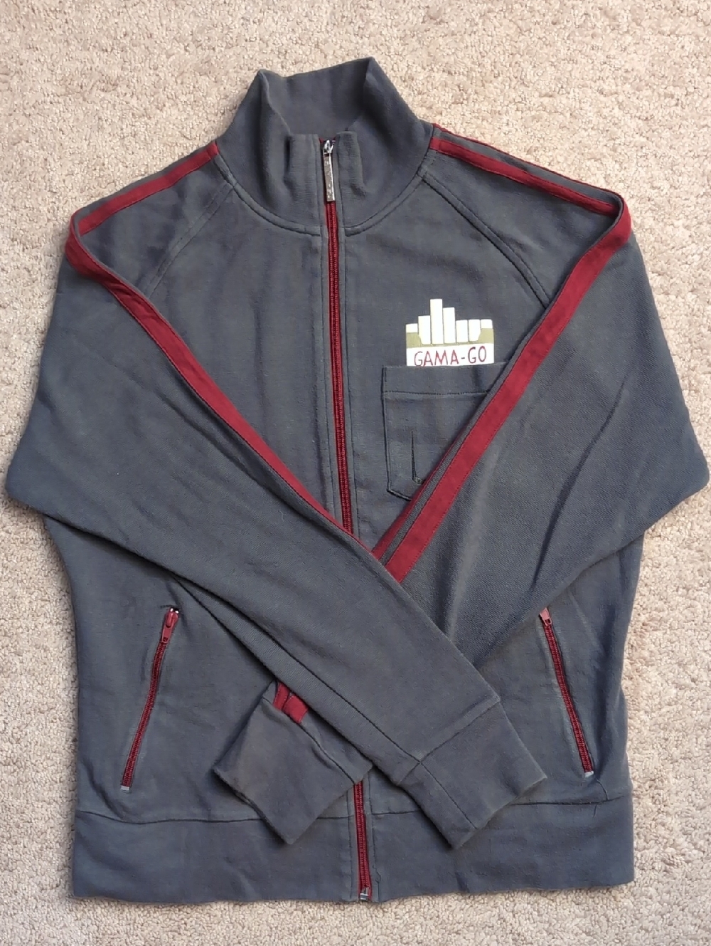 Women’s Gama-Go Cigarette Pocket Charcoal & Burgundy Jacket By Tim Biskup